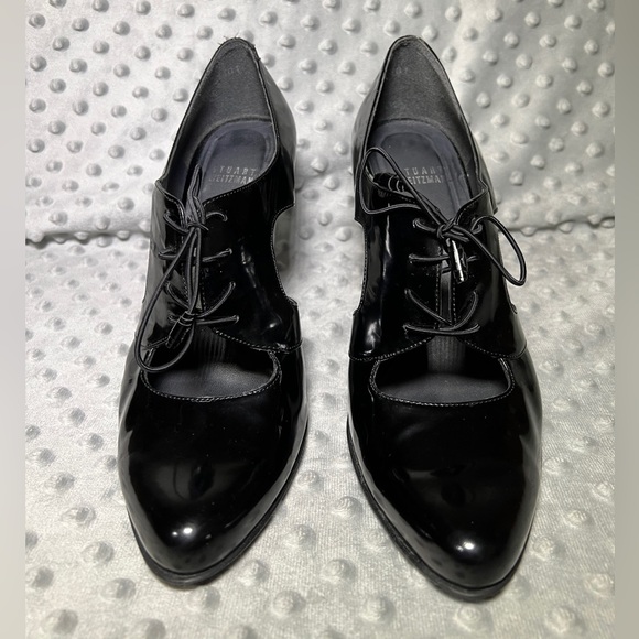 Stuart Weitzman 9.5 Yoke Heels in Mirror Jet Black - Picture 7 of 8